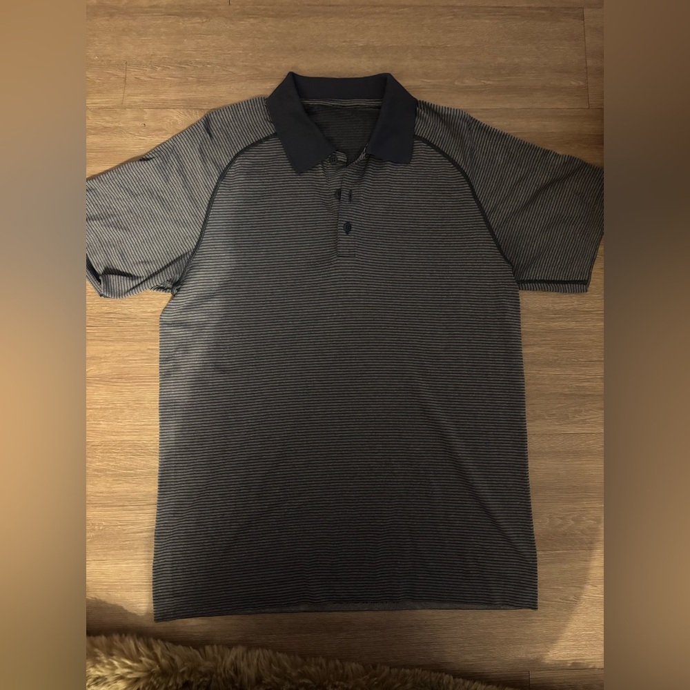 lululemon athletica Men's Navy Micro-Stripe Polo